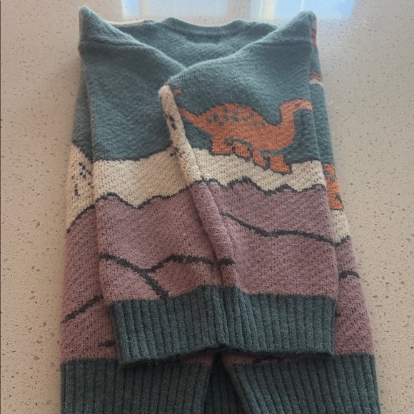 Men's Dinosaur Crewneck Sweater - Teal and Pink - Picture 13 of 14